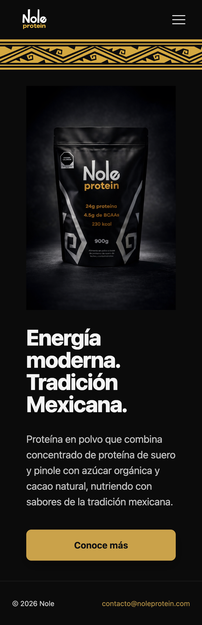 Nole Protein — homepage on mobile