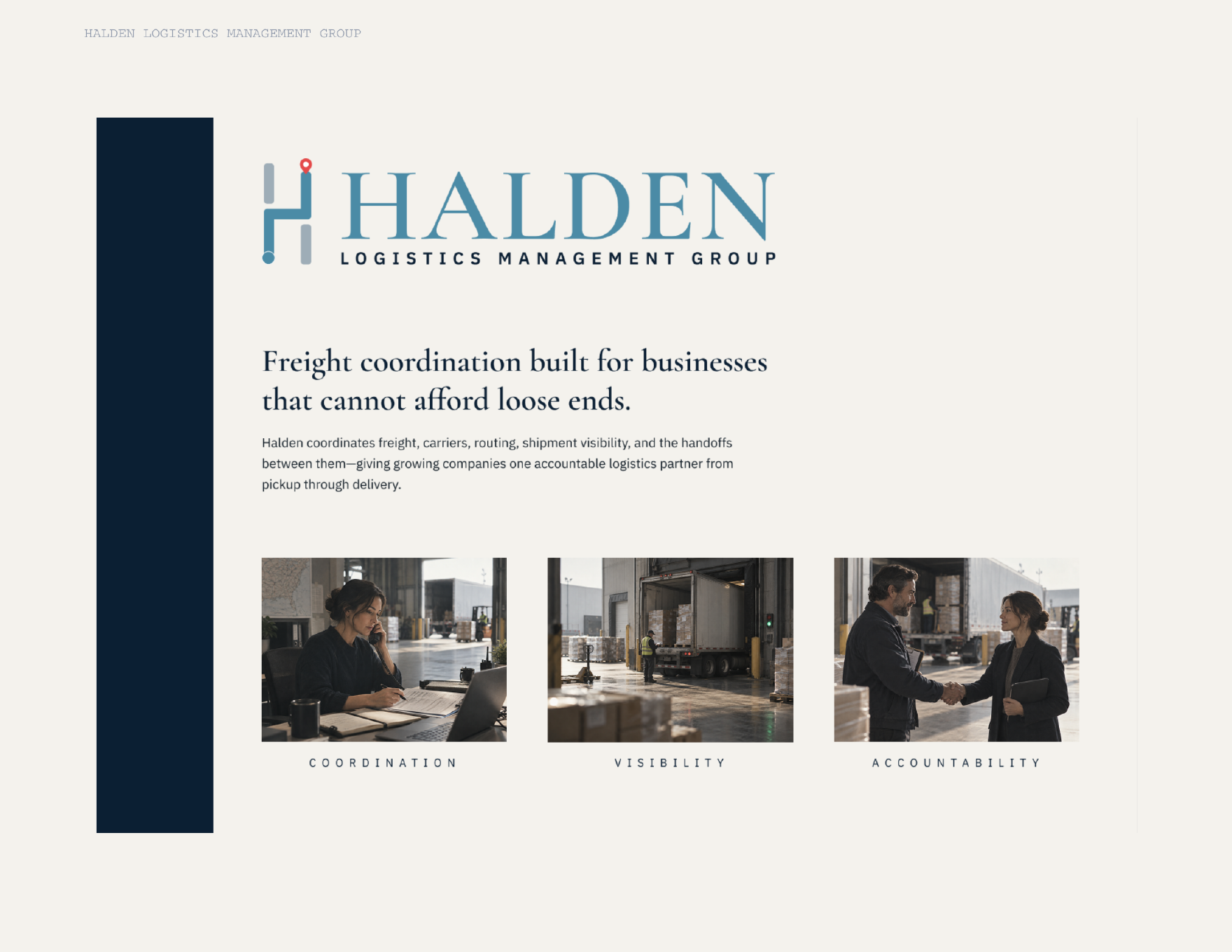 Halden Logistics identity composition from the brand presentation