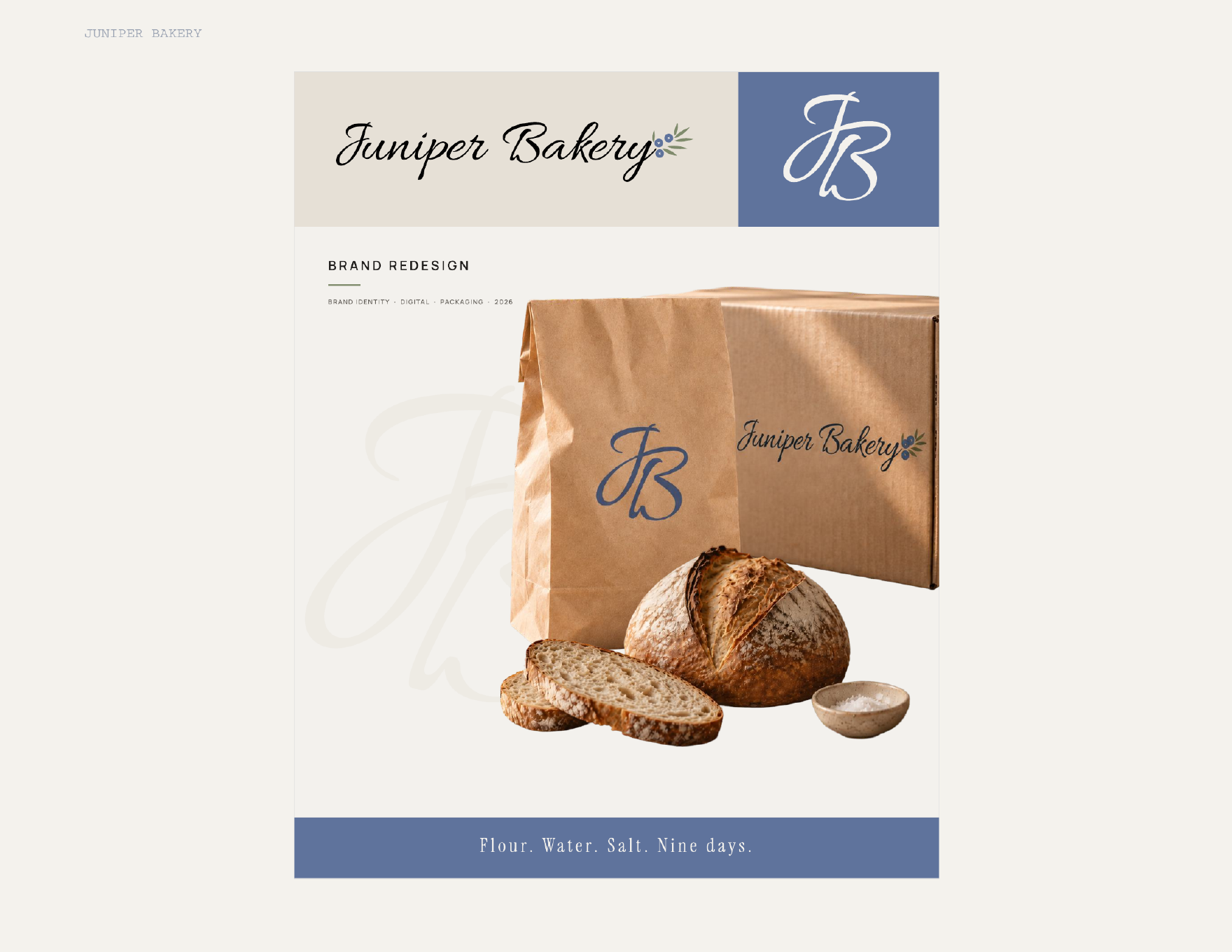 Juniper Bakery identity and packaging composition from the brand presentation