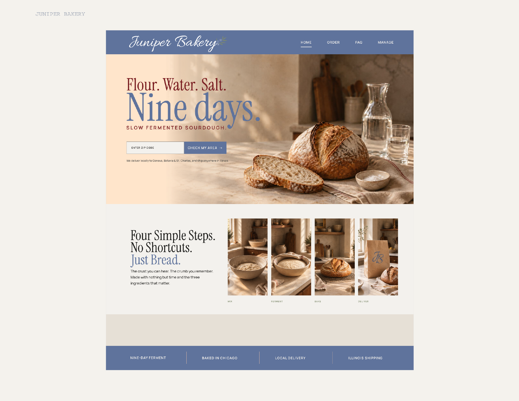 Juniper Bakery website mockup